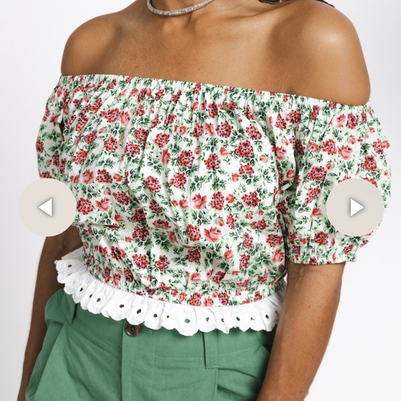NEW WOMENS BATSHEVA MEDIUM Floral Off-Shoulder Top - Picture 11 of 13